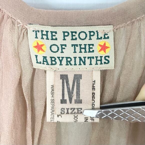 Nwot THE PEOPLE OF THE LABYRINTHS Dress M Silk Sheer Watercolor Embroidery ALine - Picture 4 of 16